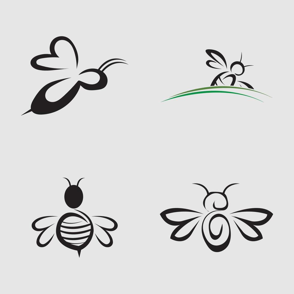 collection de mon chéri abeille animal logos et symboles illustration conception isolé gris Contexte vecteur