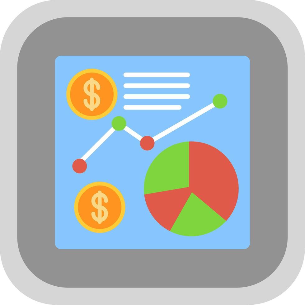 financier Les données plat rond coin icône conception vecteur
