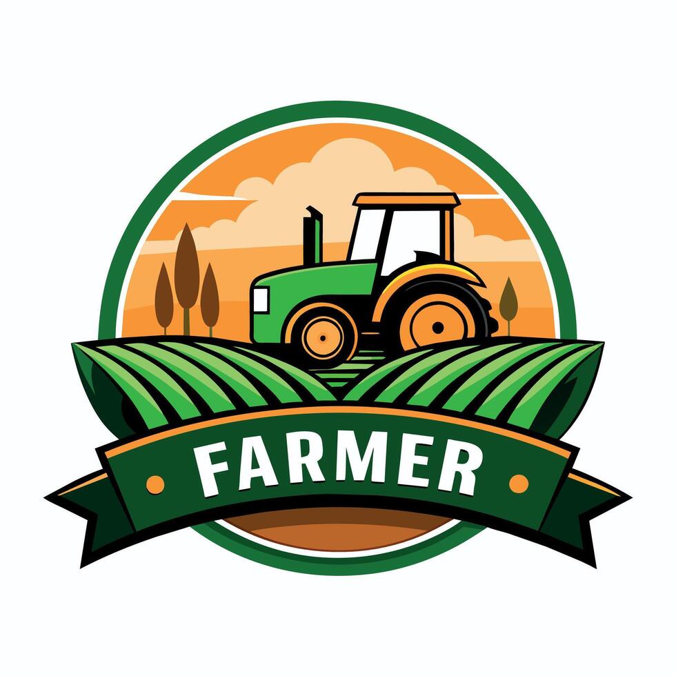 agriculteur logo illustration plat 2d style vecteur