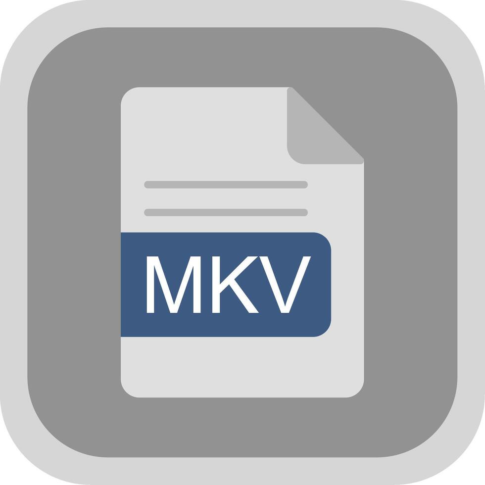 mkv fichier format plat rond coin icône conception vecteur