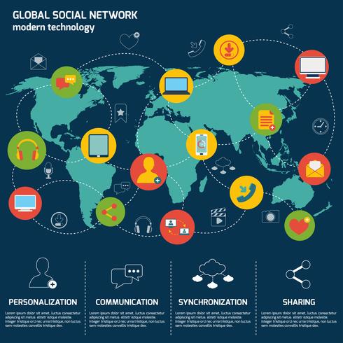 Infographie de réseau social vecteur