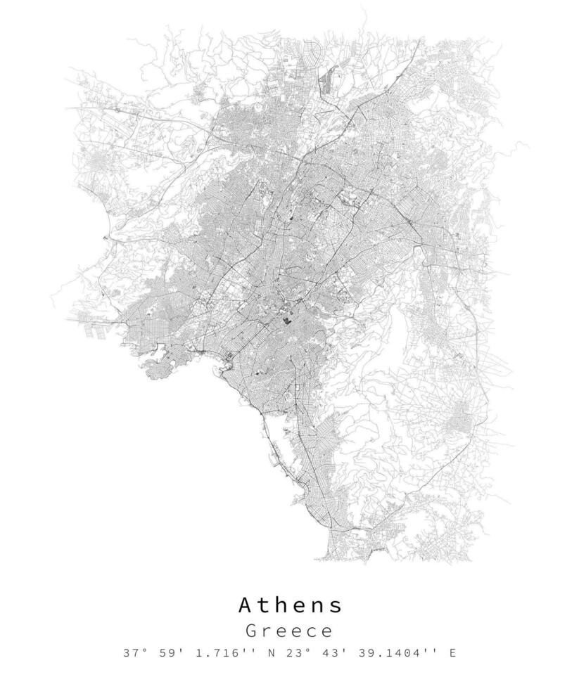 Athènes, Grèce, Urbain détail des rues routes carte , élément modèle image vecteur