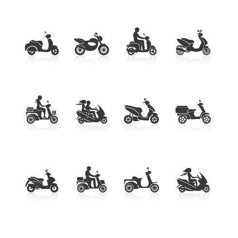 Jeu d&#39;icônes de scooter vecteur