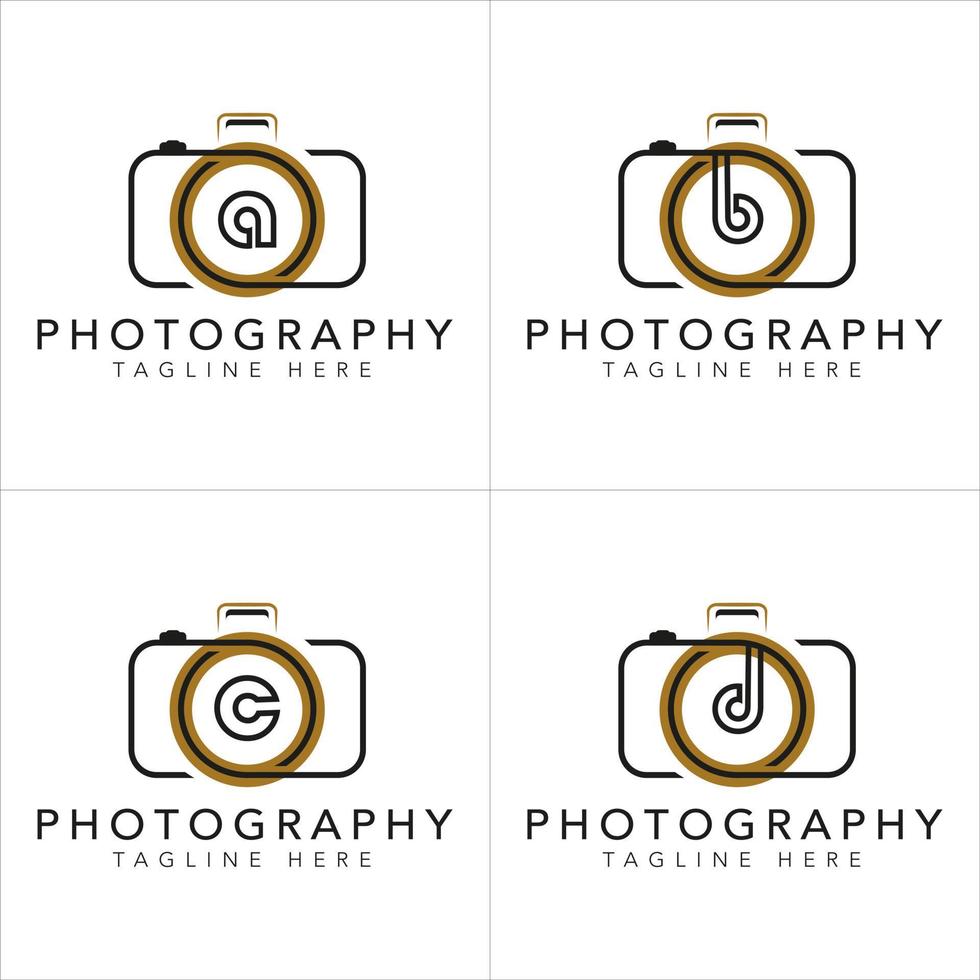 ensemble de logo de photographie d'appareil photo. avec la lettre initiale abc d. concept minimaliste et luxueux. vecteur