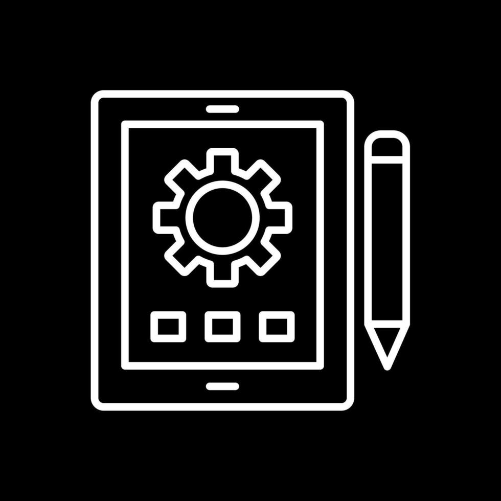 tablette ligne inversé icône conception vecteur