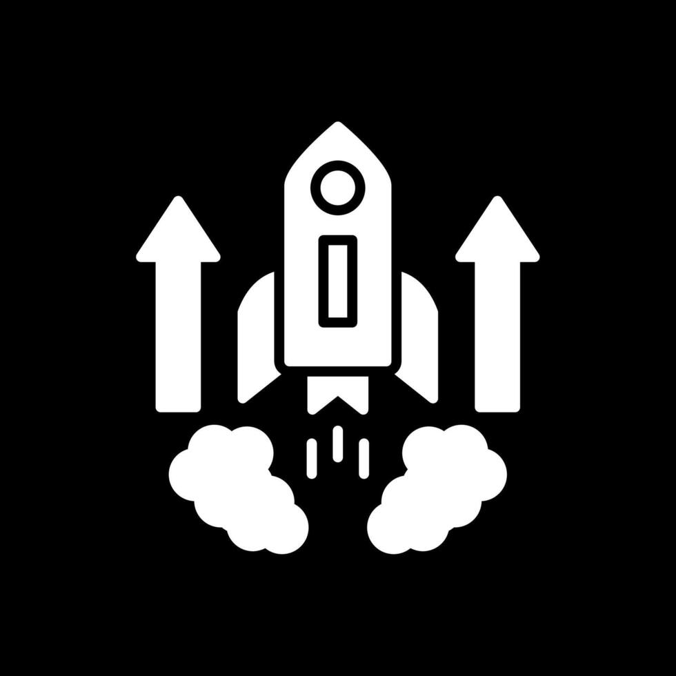 fusée glyphe inversé icône conception vecteur