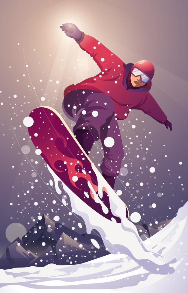 snowboard sports extrêmes d'hiver vecteur