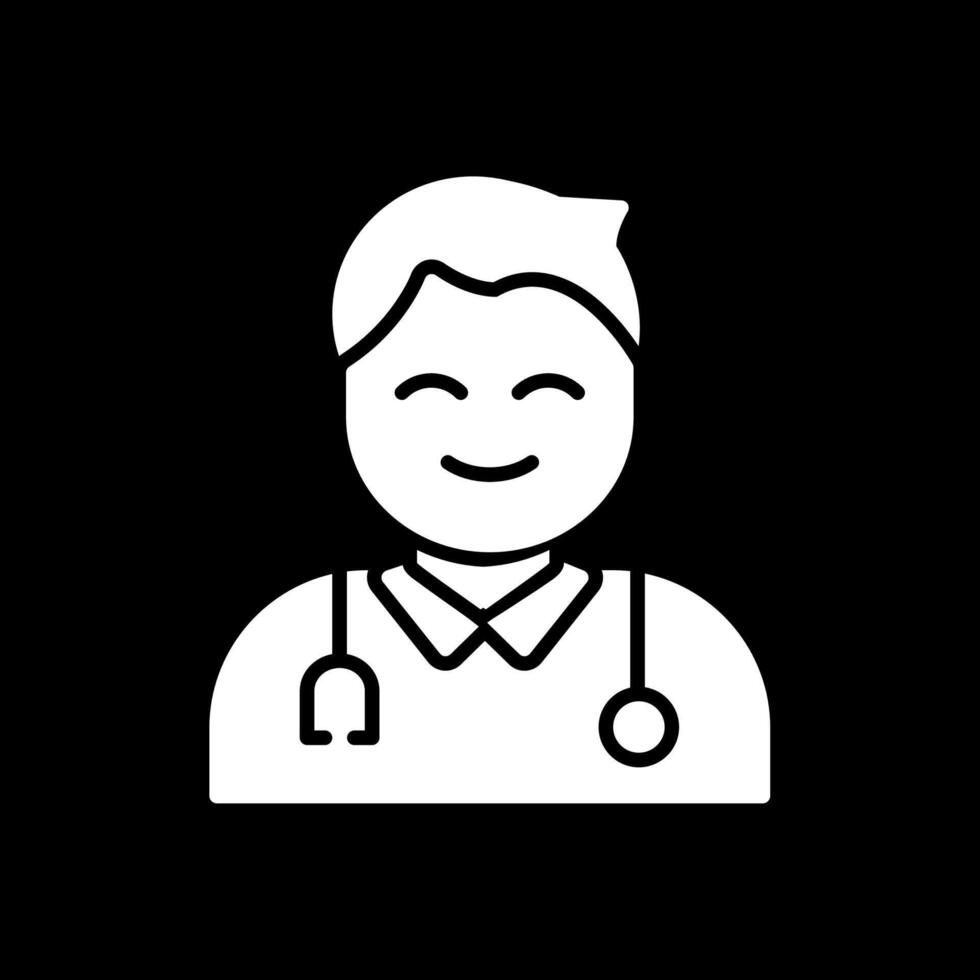 Masculin médecin glyphe inversé icône conception vecteur