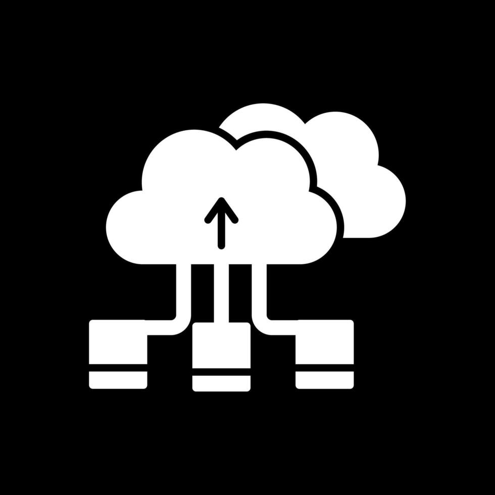 nuage espace de rangement glyphe inversé icône conception vecteur
