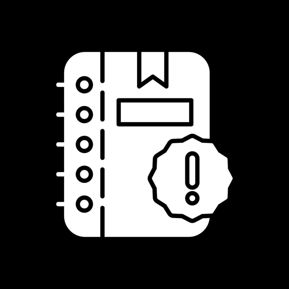 bloc-notes glyphe inversé icône conception vecteur