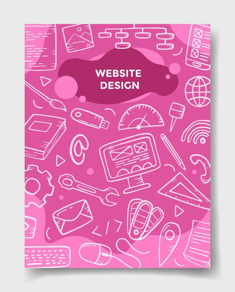 concept de conception de site Web avec style doodle pour modèle de bannières, flyer, livres et couverture de magazine vecteur