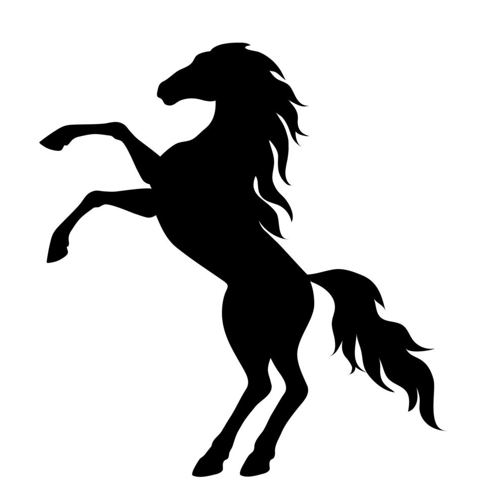 silhouette d'un cheval cabré. silhouette noire sur fond blanc. vecteur
