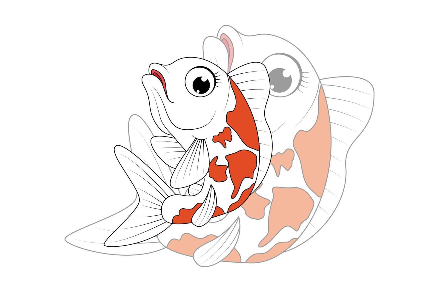 dessin animé mignon de poissons koi vecteur