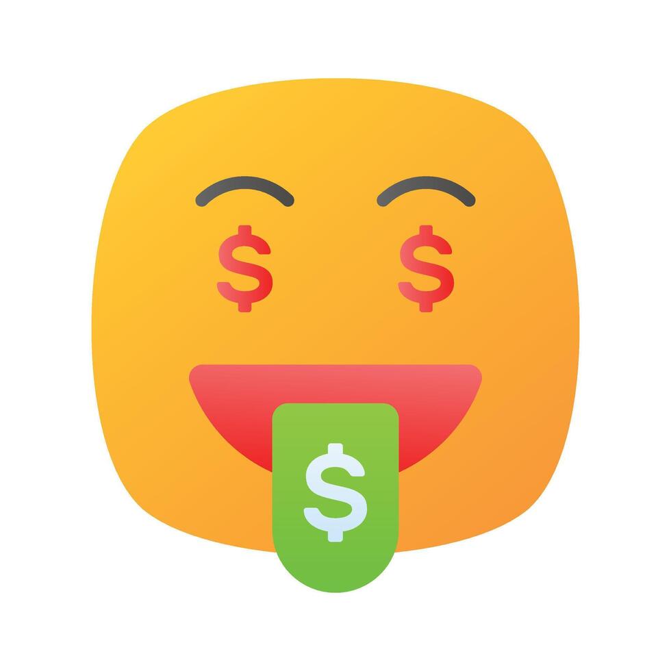 riches emoji conception, glouton expressions, dollar signe sur langue vecteur