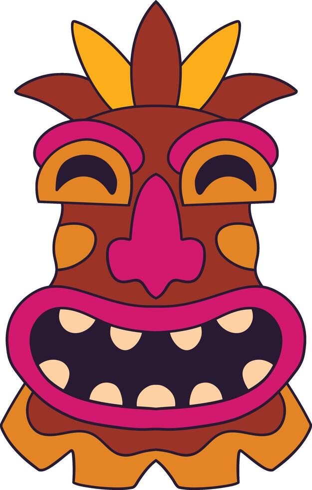 ethnique tiki masque élément. tribal Hawaii totem africain traditionnel en bois symbole. vecteur