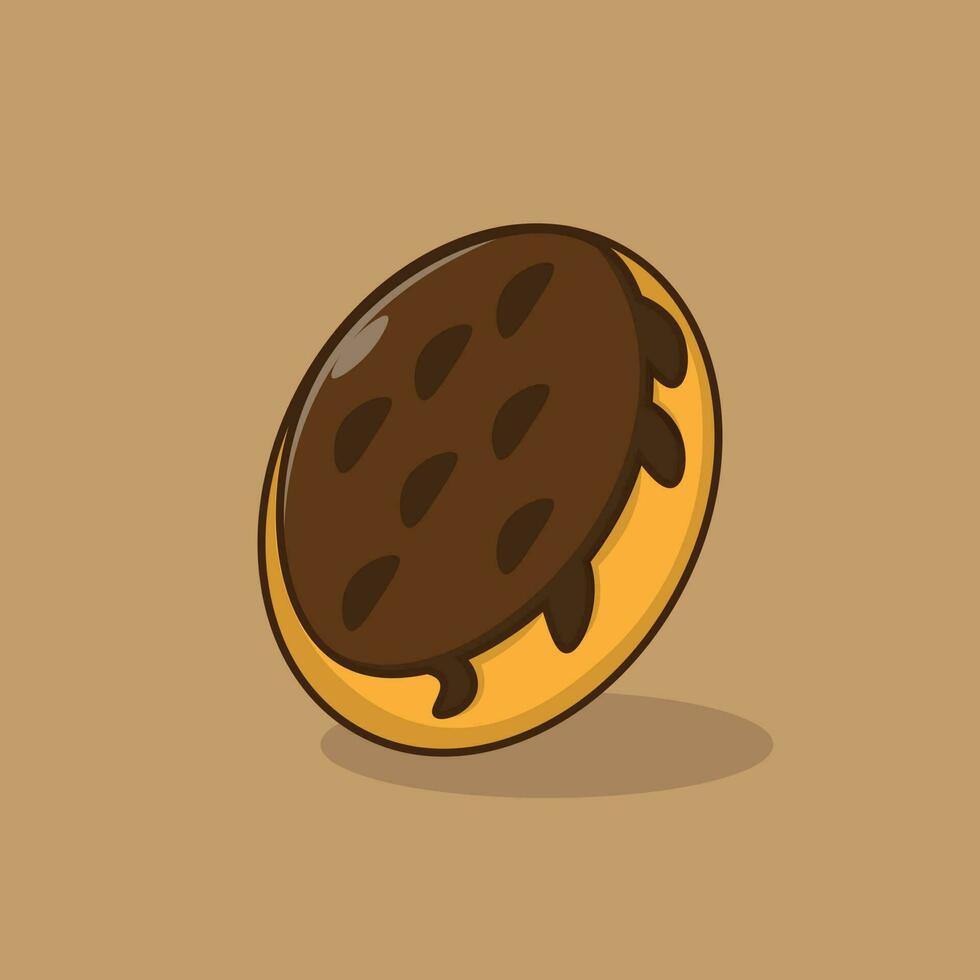 illustration de dessin animé de beignet au chocolat vecteur
