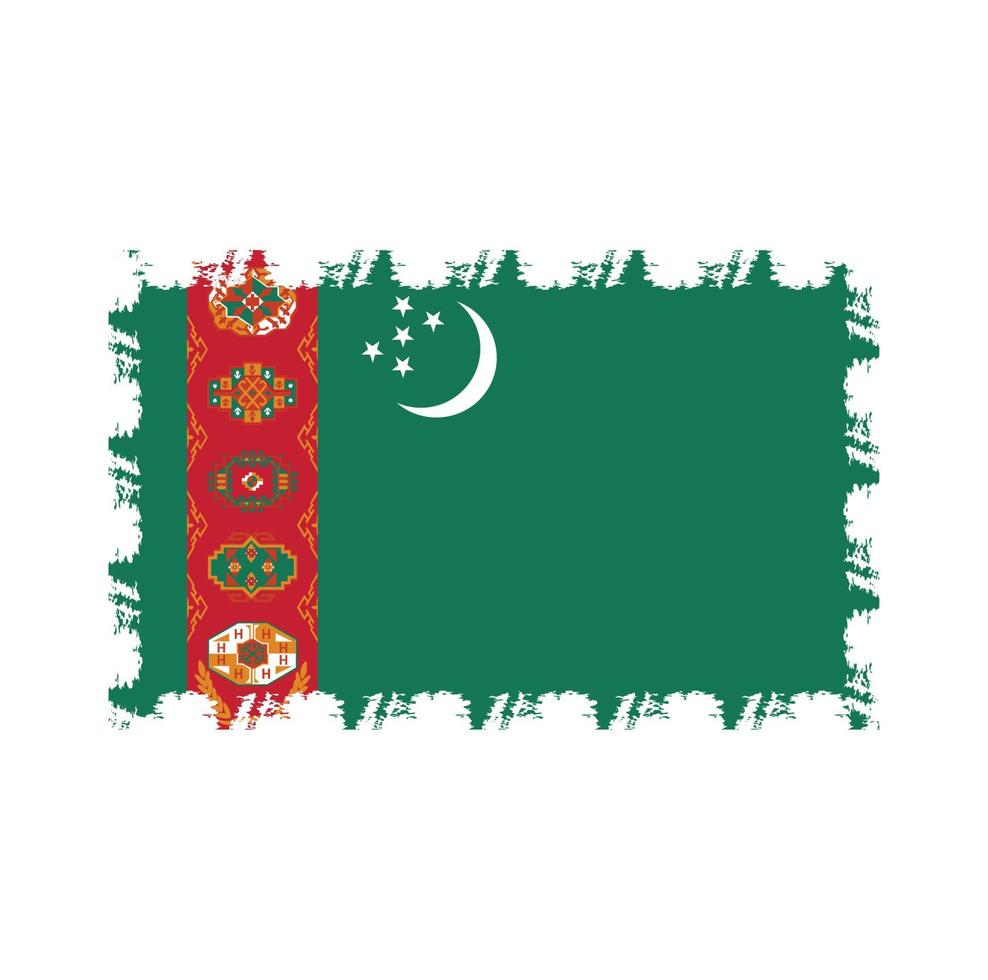 drapeau du Turkménistan avec pinceau peint à l'aquarelle vecteur