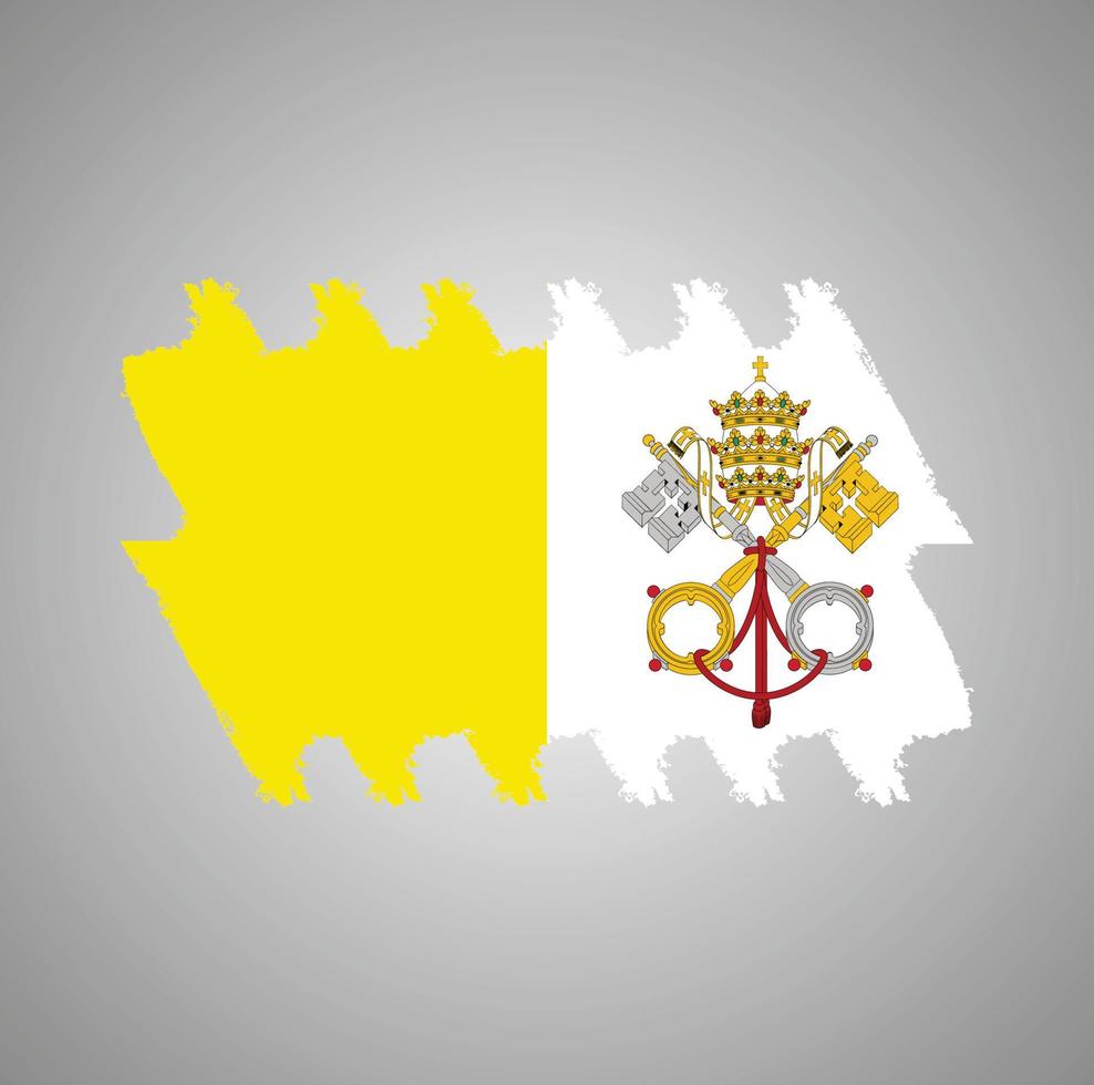drapeau vatikan avec pinceau peint à l'aquarelle vecteur