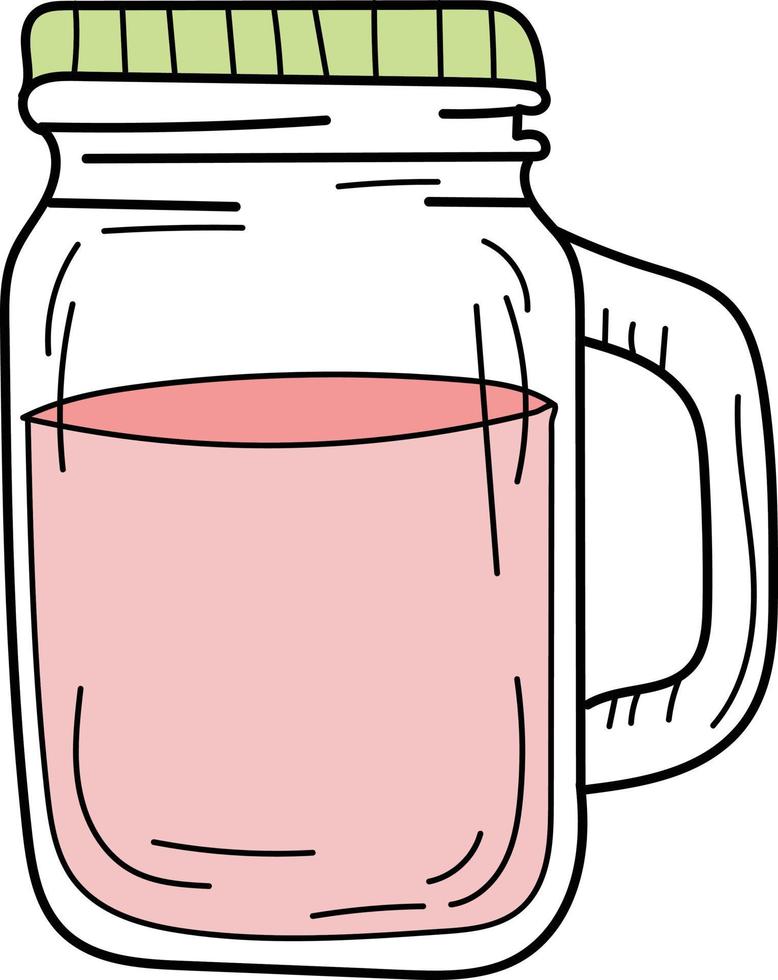 limonade rouge dessinée à la main dans un bocal en verre. boisson d'été fraîche vecteur