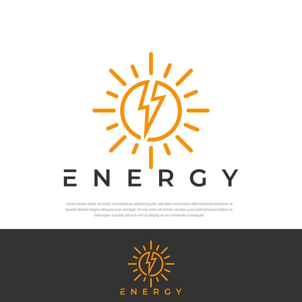 logo design illustration ligne simple énergie soleil symbole.symbole icône vecteur modèle logo d'entreprise industrielle