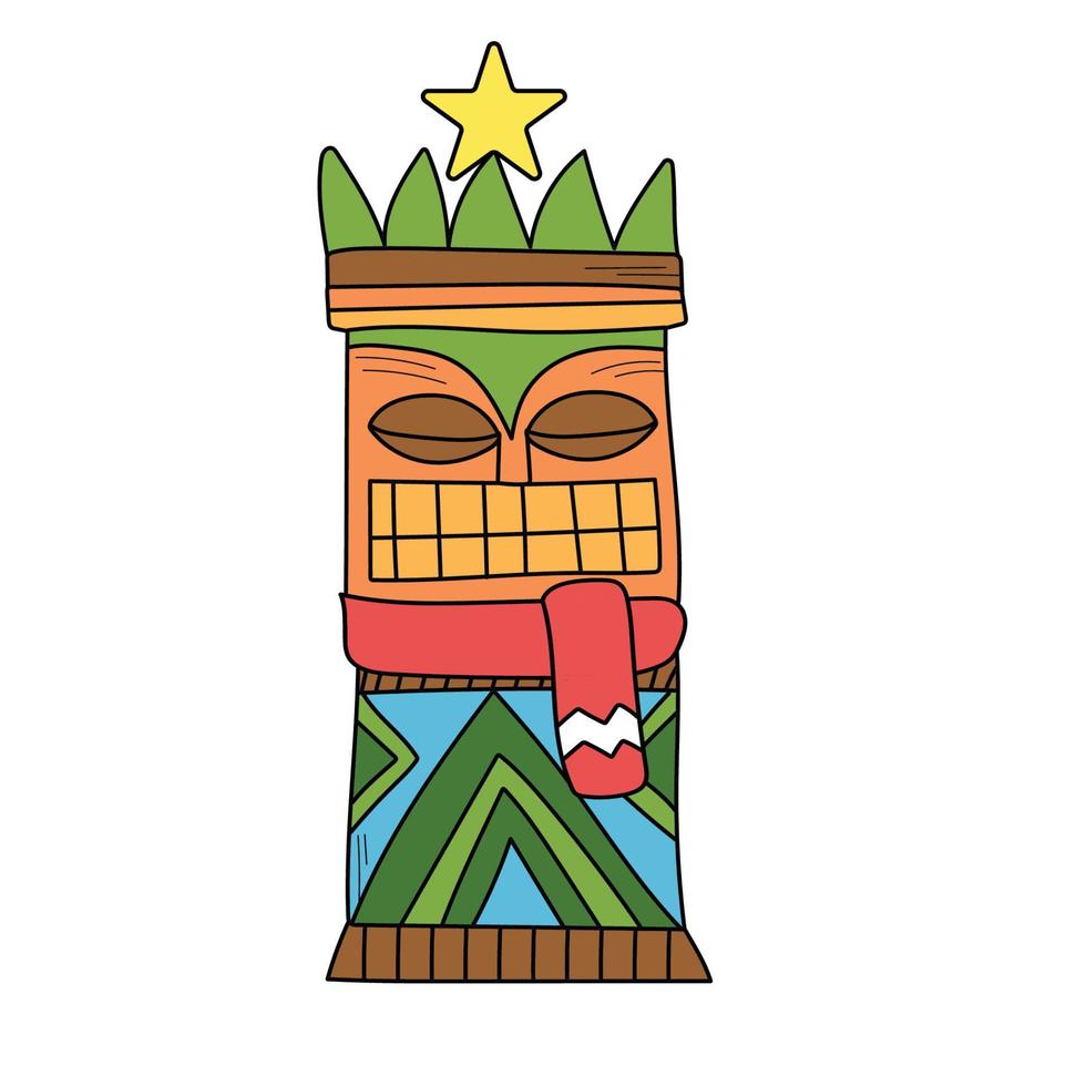 idoles tiki dans un décor de noël vecteur