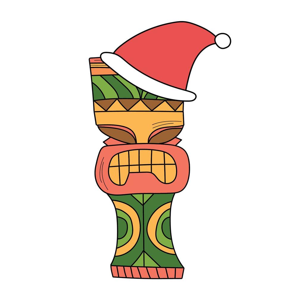 idoles tiki dans un décor de noël vecteur