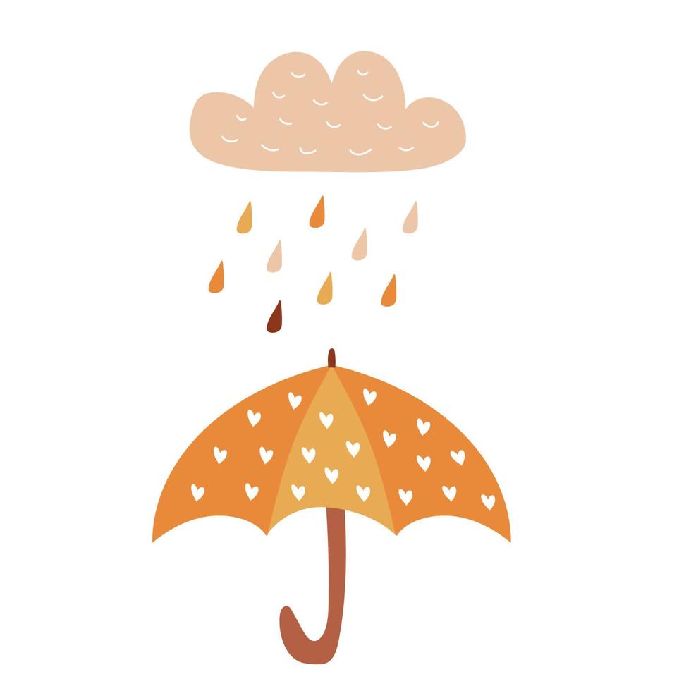 parapluie ouvert doodle avec imprimé coeur vecteur