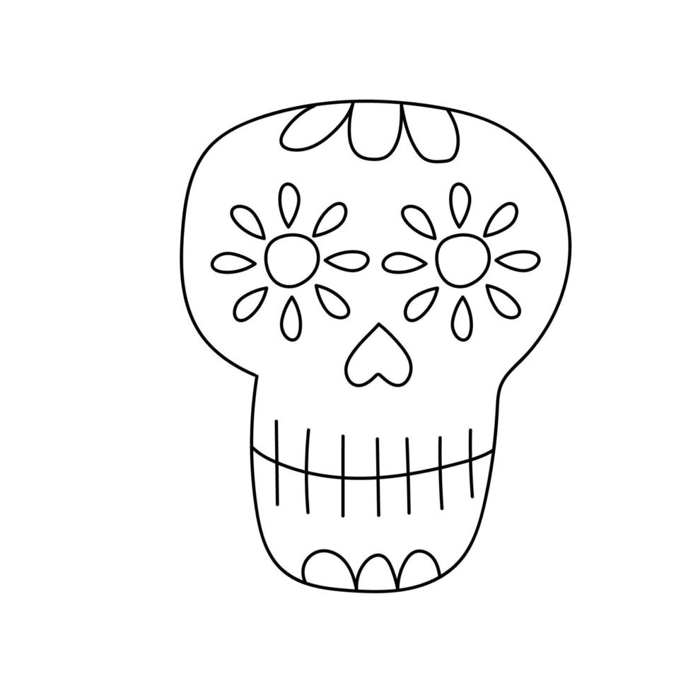 crâne dessiné à la main cinco de mayo fiesta vecteur