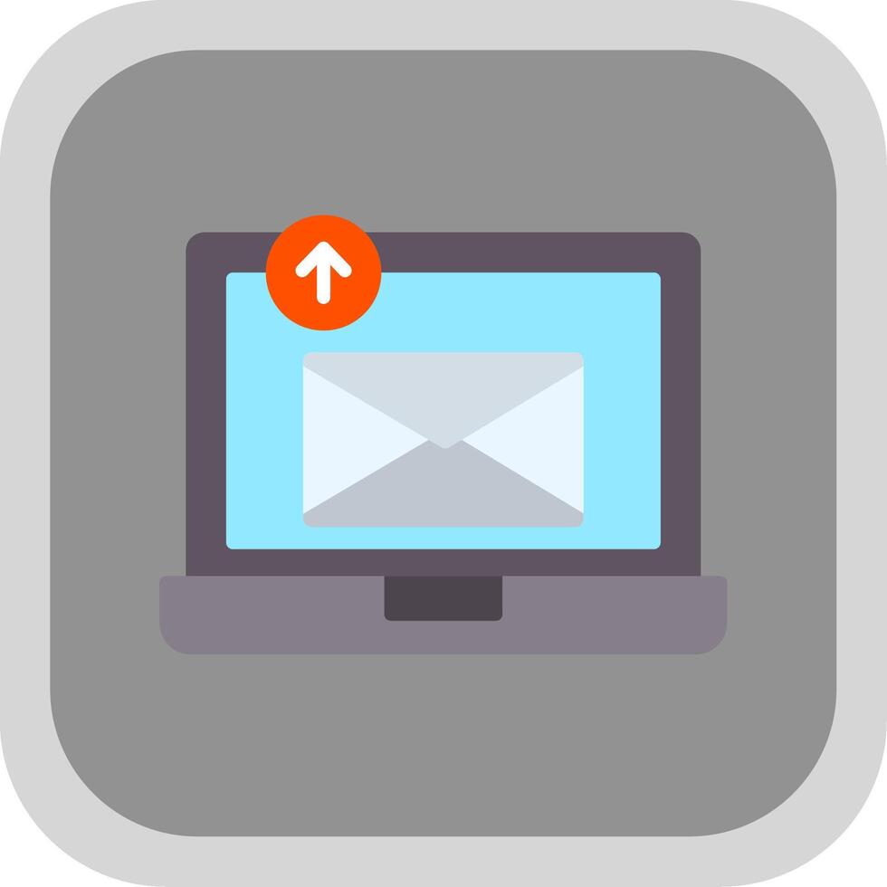 Envoi en cours email plat rond coin icône conception vecteur