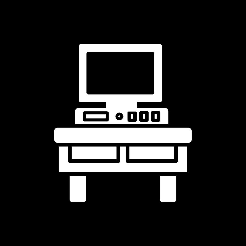 ordinateur bureau glyphe inversé icône conception vecteur