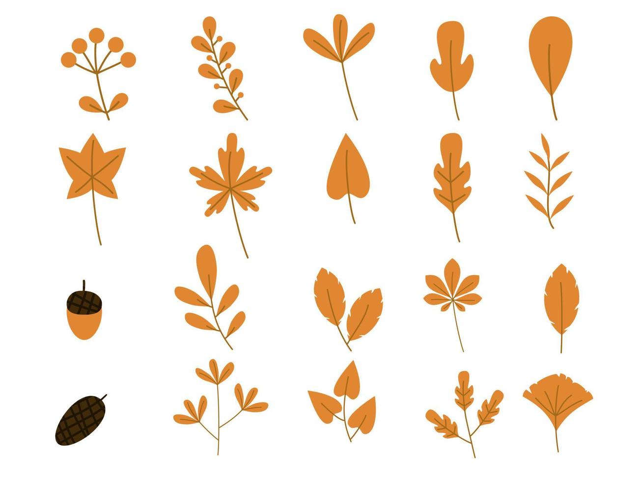 ensemble d'éléments décoratifs de feuilles. illustration d'automne vecteur