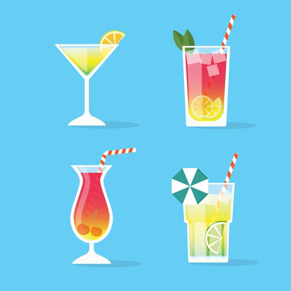 cocktails ensemble alcool boissons verres vecteur