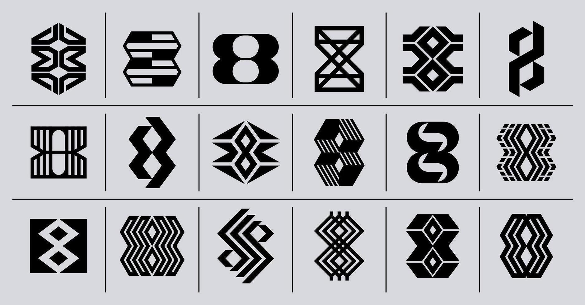 abstrait ligne nombre 8 logo l'image de marque ensemble vecteur