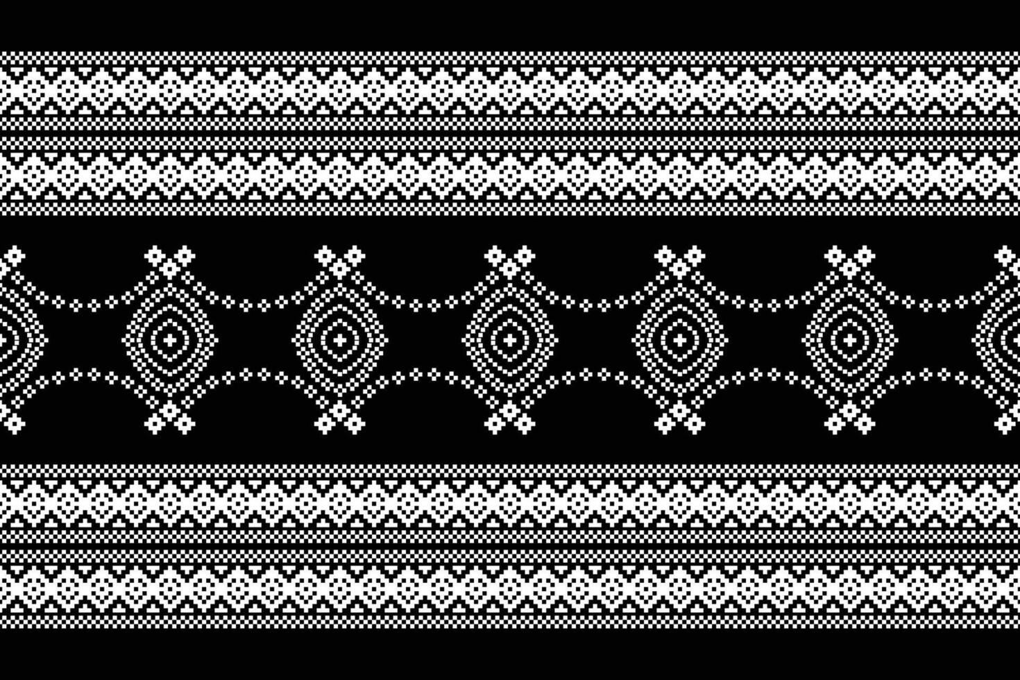 traditionnel noir ethnique motifs ikat géométrique en tissu modèle traverser point.ikat broderie ethnique Oriental pixel noir arrière-plan.abstrait, illustration. texture, décoration, papier peint. vecteur