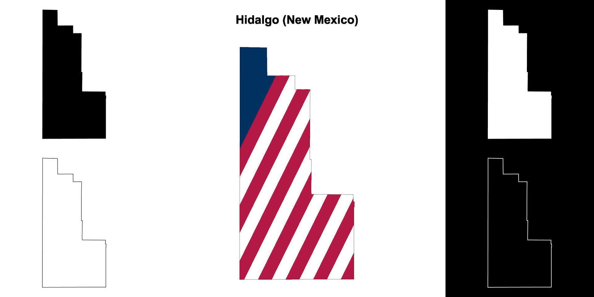 hidalgo comté, Nouveau Mexique contour carte ensemble vecteur