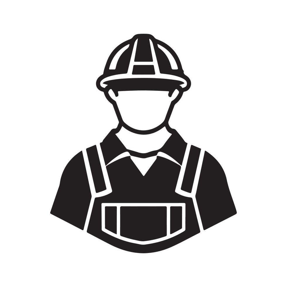 ouvrier avec casque logo image sur blanc Contexte vecteur