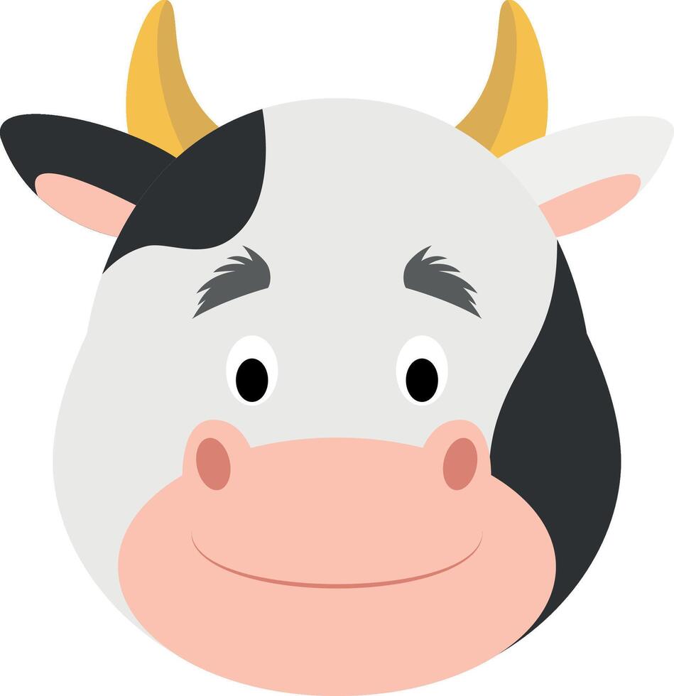 vache visage dans dessin animé style pour les enfants. animal visages illustration séries vecteur