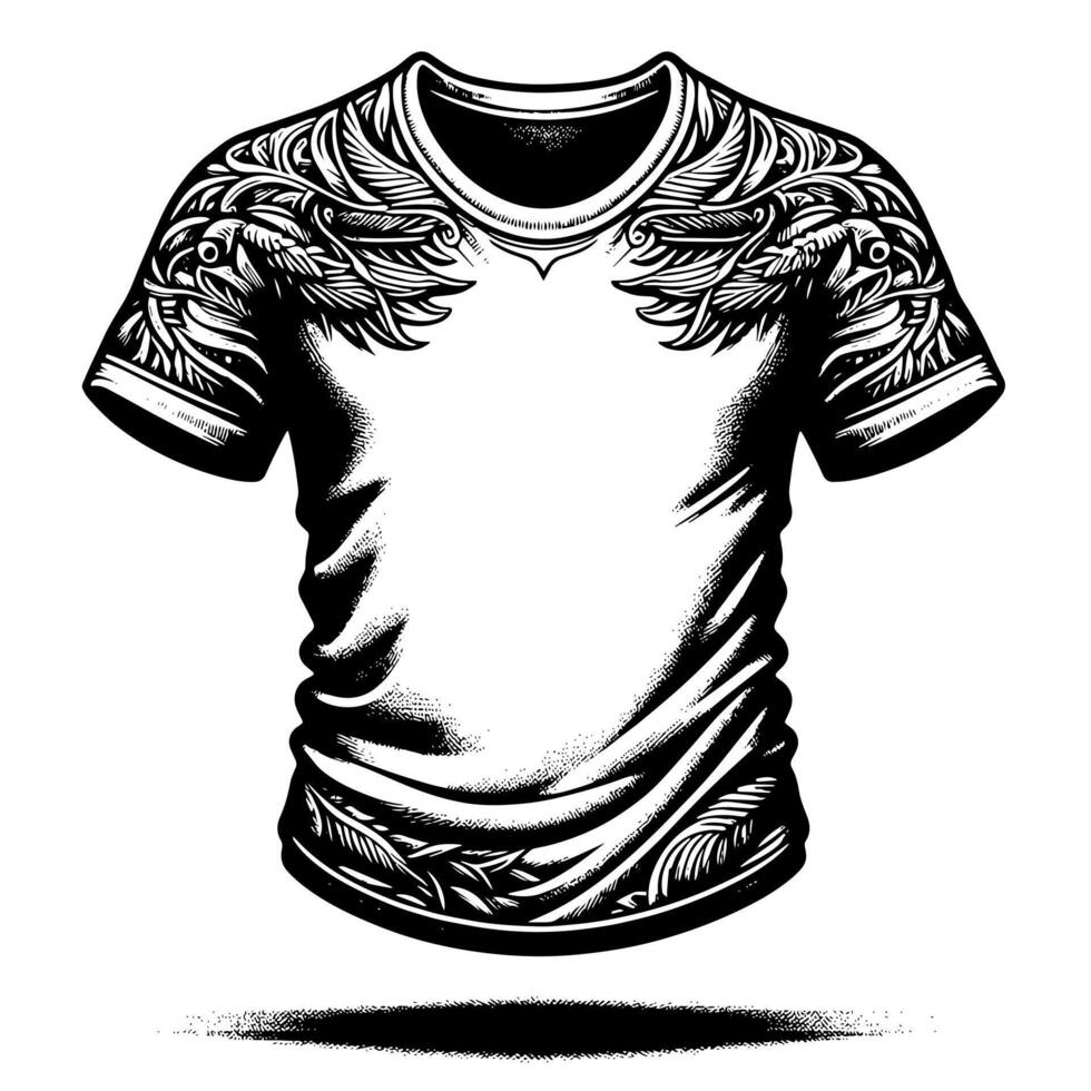 noir et blanc illustration de une blanc T-shirt vecteur