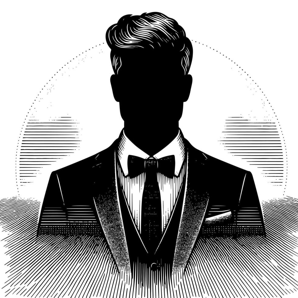 noir et blanc illustration de une paire de Masculin affaires costume vecteur