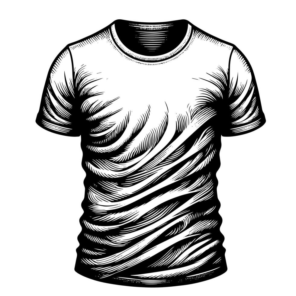 noir et blanc illustration de une blanc T-shirt vecteur