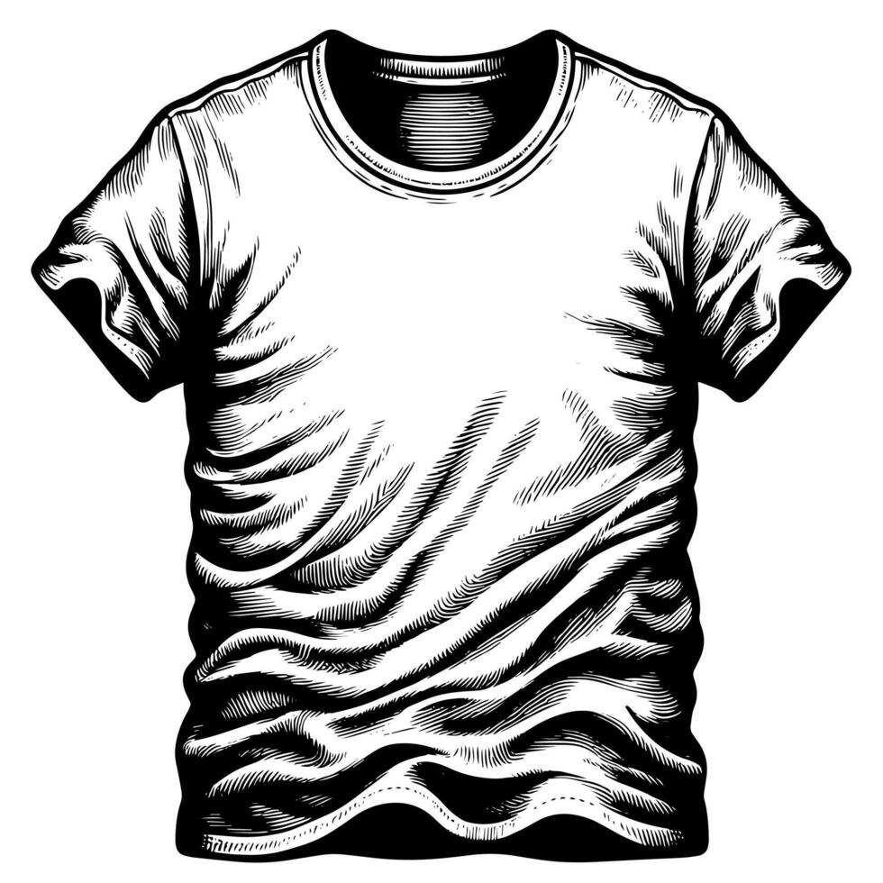 noir et blanc illustration de une blanc T-shirt vecteur