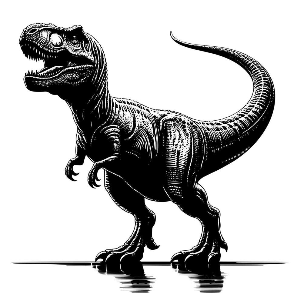 noir et blanc illustration de une trex dinosaure vecteur