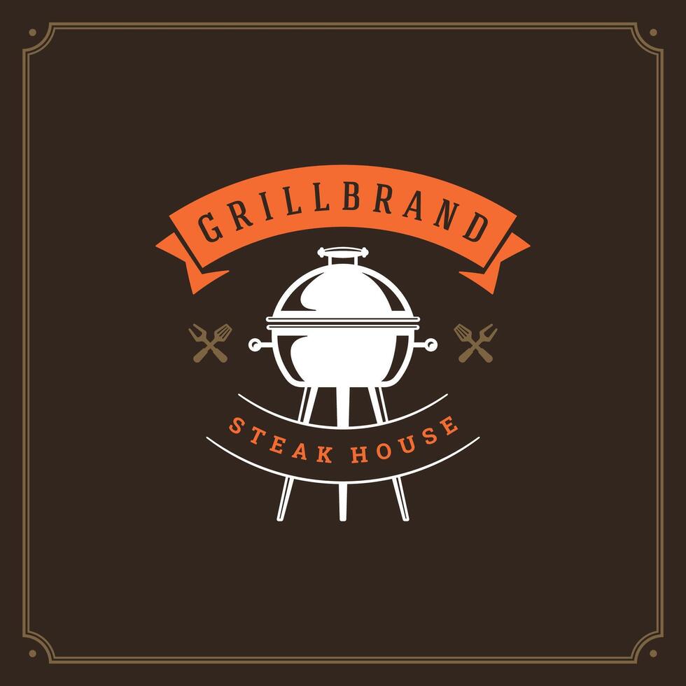 gril restaurant logo conception illustration. vecteur