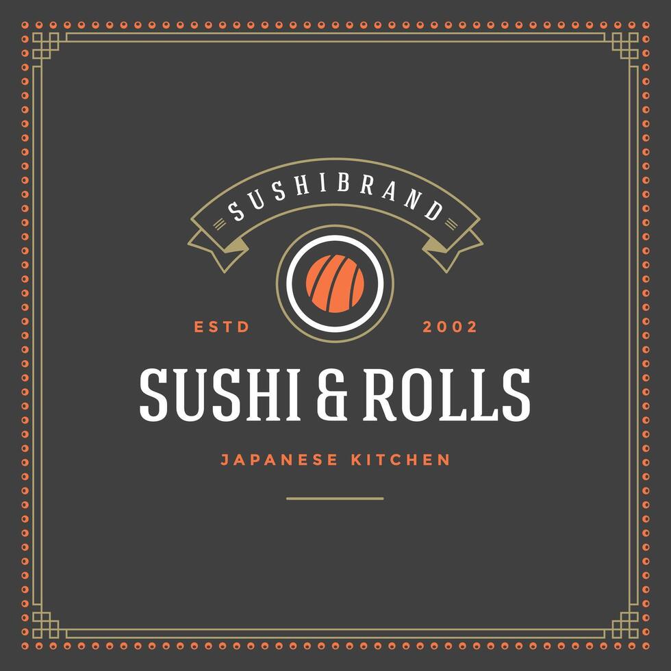 Sushi restaurant logo illustration. vecteur