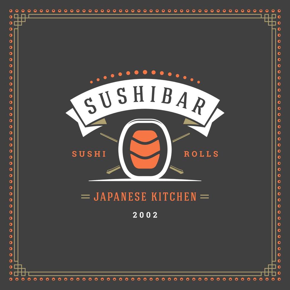 Sushi restaurant logo illustration. vecteur