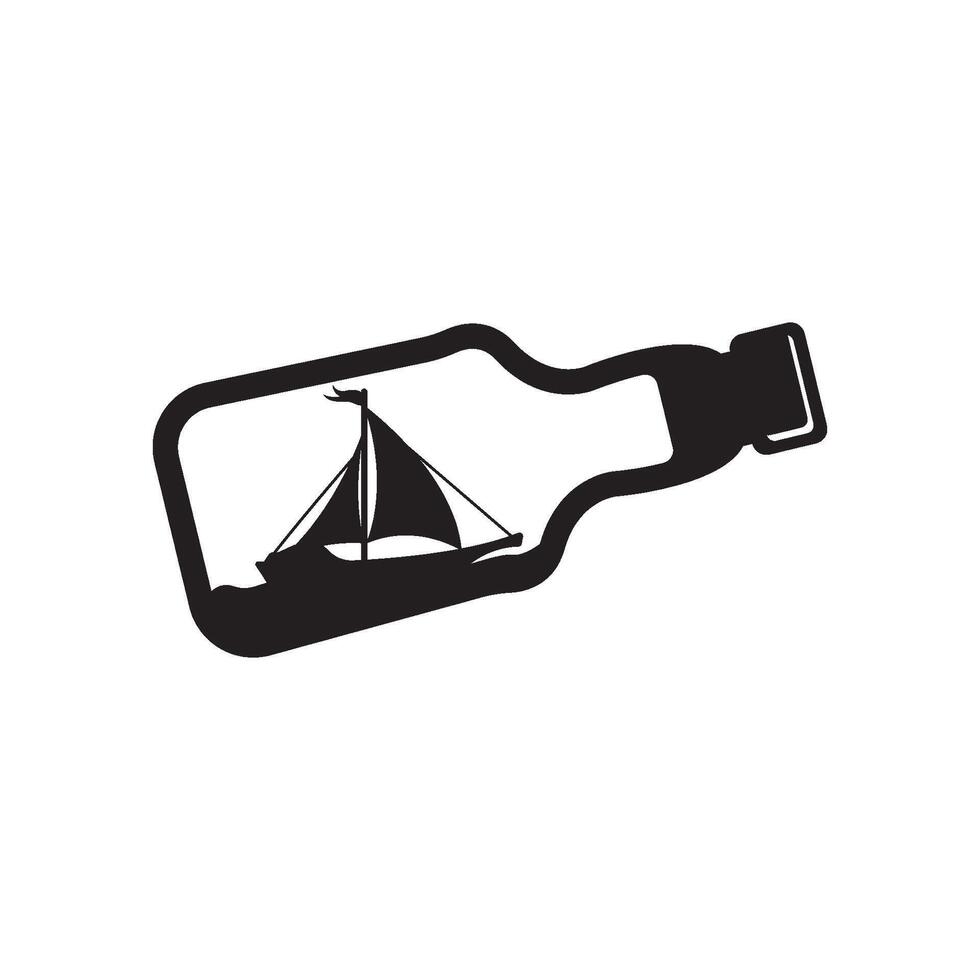 bateau dans une bouteille symbole logo icône, illustration conception vecteur