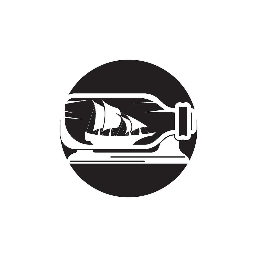 bateau dans une bouteille symbole logo icône, illustration conception vecteur