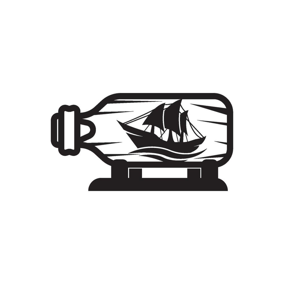 bateau dans une bouteille symbole logo icône, illustration conception vecteur