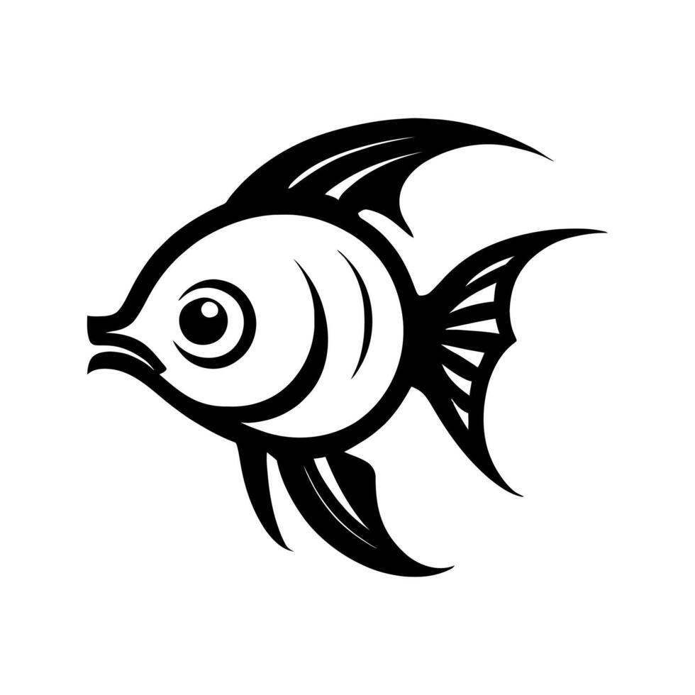 noir poisson icône isolé sur blanc Contexte vecteur