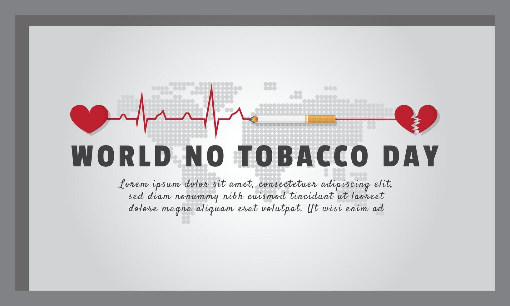 monde non le tabac journée affiche avec battement de coeur s'arrête dû à fumeur vecteur